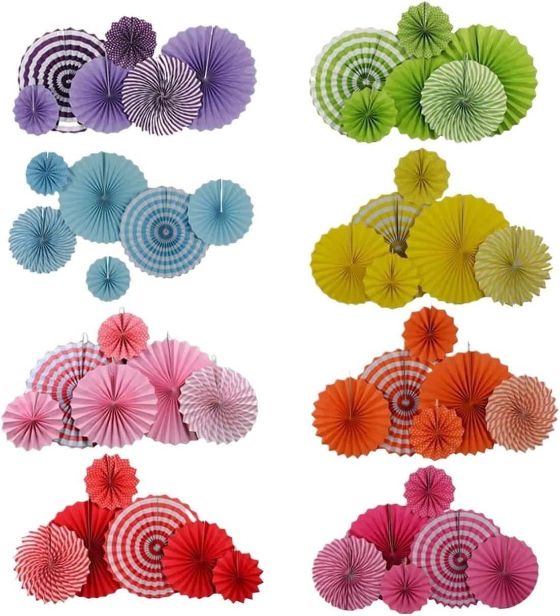 Hanging Paper Fans 5sets Birthday Party Favor Blue Pink Set Mixed Size Folding Paper Fans Wedding Ceremony Christmas Holiday Decor for Weddings Birthdays(C)