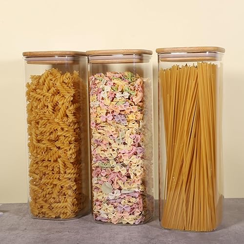 Miniatura 9 de Contenedores de almacenamiento de vidrio con tapas, juego de 3, tarros grandes de 74 onzas para despensa, barra de café, recipientes herméticos