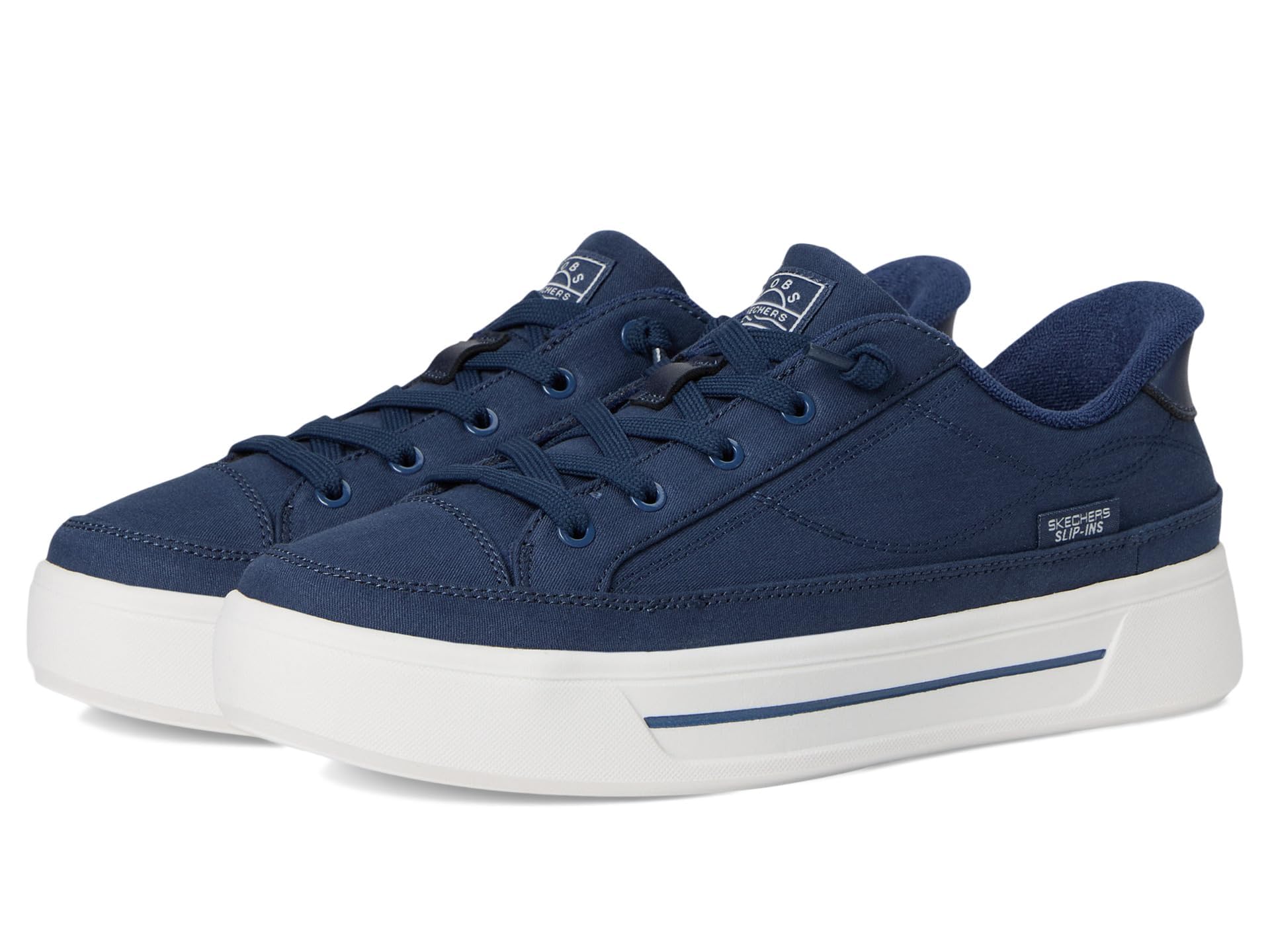 Skechers Women's Hands Free Slip-ins Bobs-Social Sneaker, Navy, 3 UK