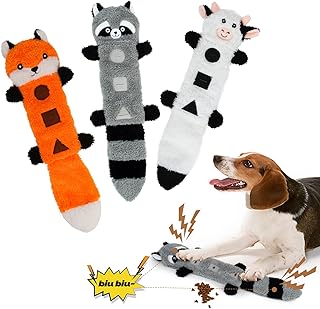 Squeaky Dog Toys 3 Pack, Interactive Dog Toys for Puppy Small Medium Large Dogs, No Stuffing Dog Chew Toys for Aggressive Chewers Reduce Boredom Dog Birthday/Christmas/Easter/Gift