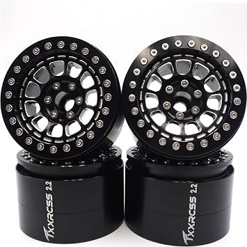 RC 2.2 Aluminum Alloy Beadlock Wheels and Tires Upgrades Accessories Rims for 1/10 SCX10 TRX4RC4WD and D90 RC Crawler Axial Remote Control Car 4pc