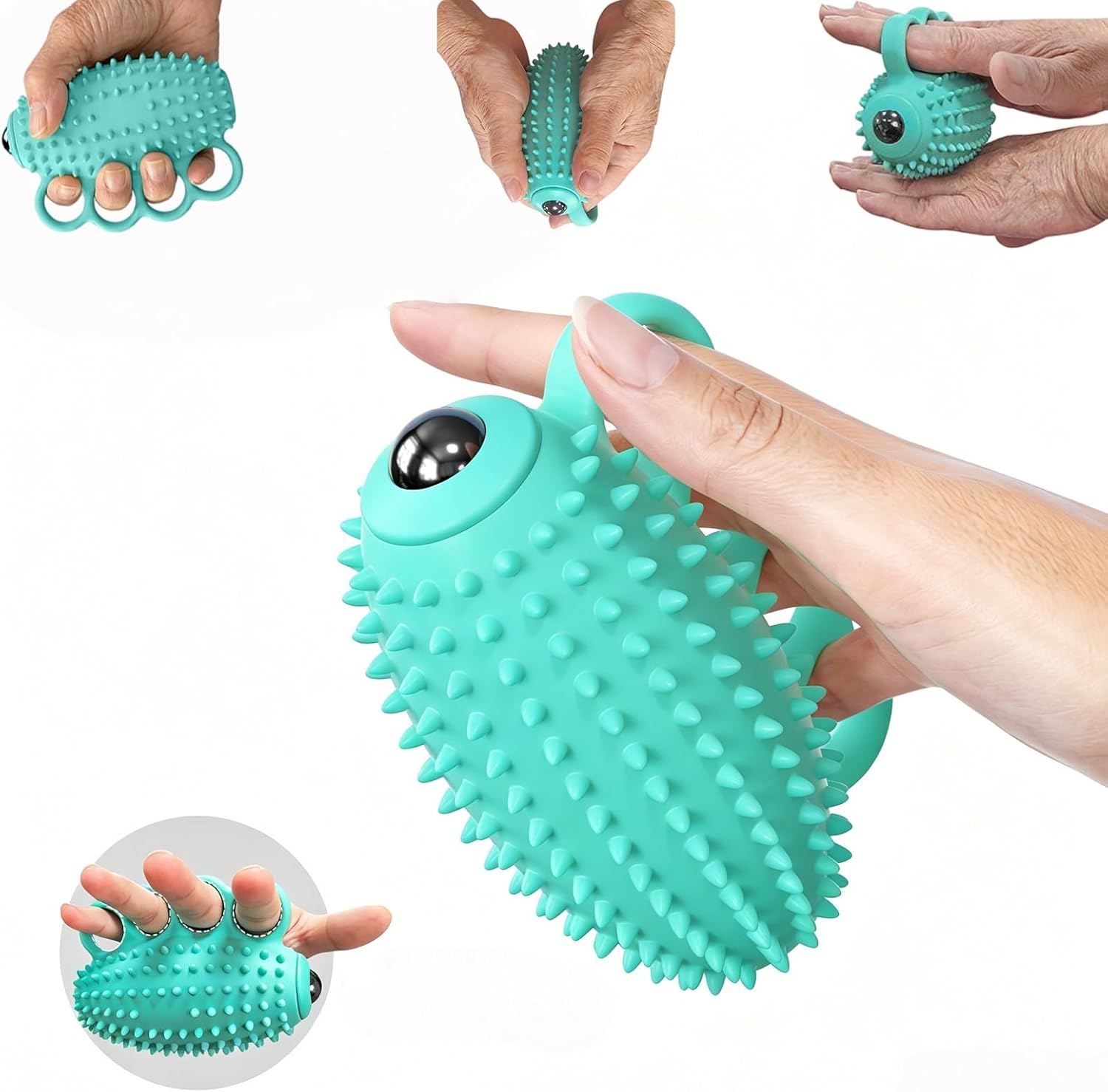 Electric Hand Grip Strengthener Finger Exercise Ball, 3 Modes Vibration Therapy Ball with Magnetic Roller, Rechargeable Silicone Hand Squeeze Ball for Stroke Recovery, Arthritis, Carpal Tunnel & Stress Relief (1100mAh, 10Min Auto-Off)