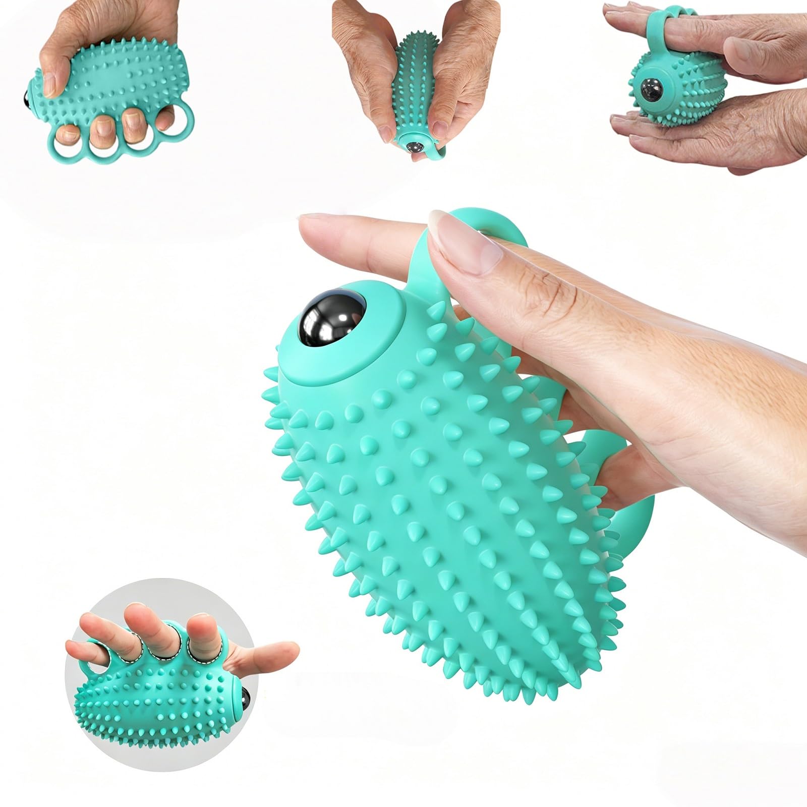 Electric Hand Grip Strengthener Finger Exercise Ball, 3 Modes Vibration Therapy Ball with Magnetic Roller, Rechargeable Silicone Hand Squeeze Ball for Stroke Recovery, Arthritis, Carpal Tunnel &amp; Stress Relief (1100mAh, 10Min Auto-Off)
