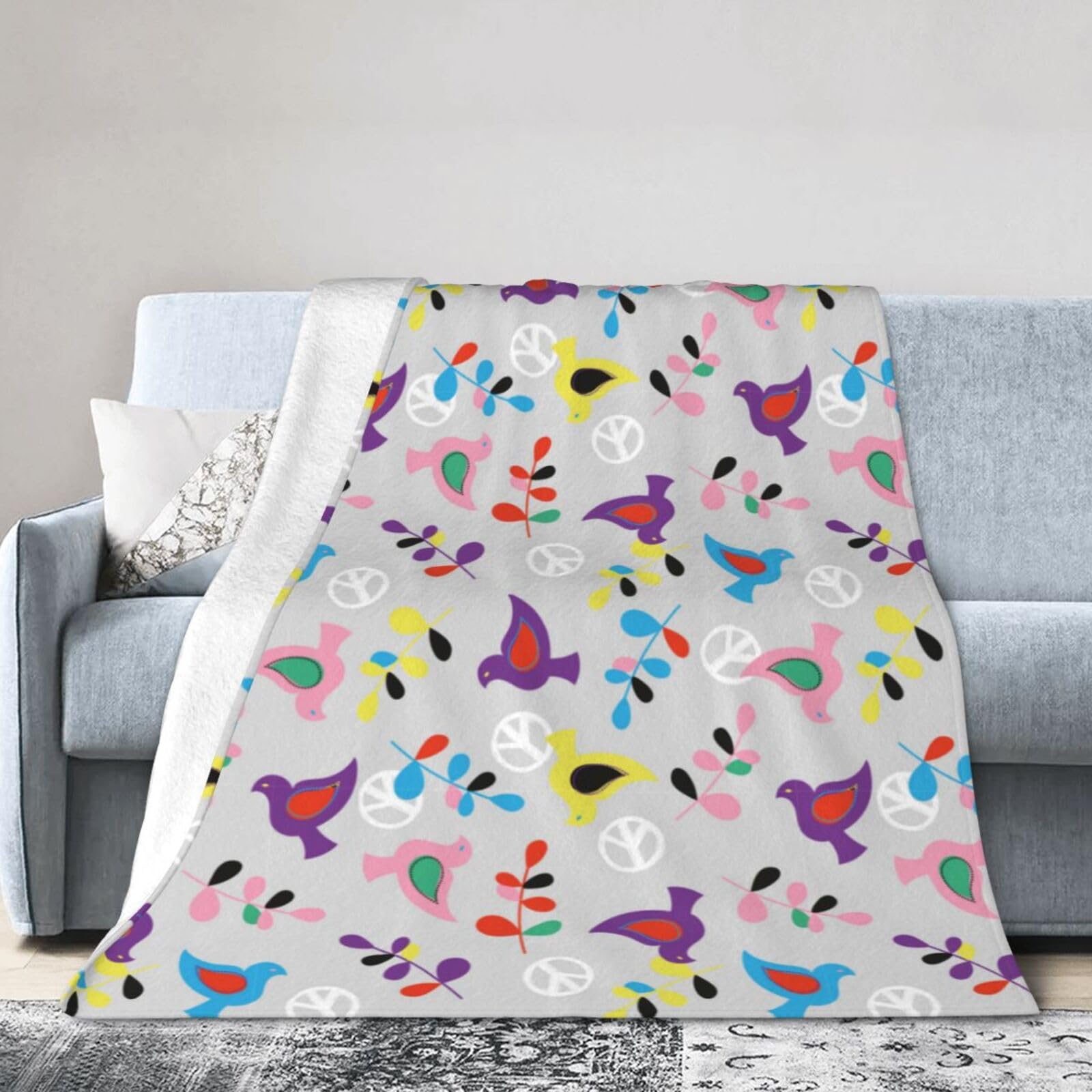 Noble Ren Retro Hip Hop And Peace Love Ultra-Soft Micro Fleece Blanket Winter Warm Soft Lannel Fleece Throw Blanket For Couch Sofa Bed 50"X40"