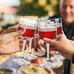 Ensemble de verres à vin 4, 13.5oz Verres à vin en cristal, verre à vin carré sans plomb à longue tige, Cadeaux de vin pour anniversaire de mariage