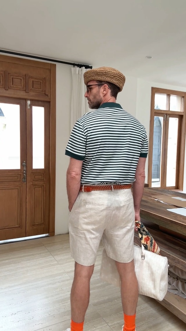 Camiseta polo tejida para hombre de Runcati, manga corta con cuello en V y rayas, ideal para golf y uso casual en verano miniatura 7