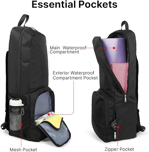 Miniatura 3 de Bolsa para esterilla de yoga, cierre de cremallera, bolsillos esenciales multifuncionales, para ejercicio, esterilla de yoga, mochila