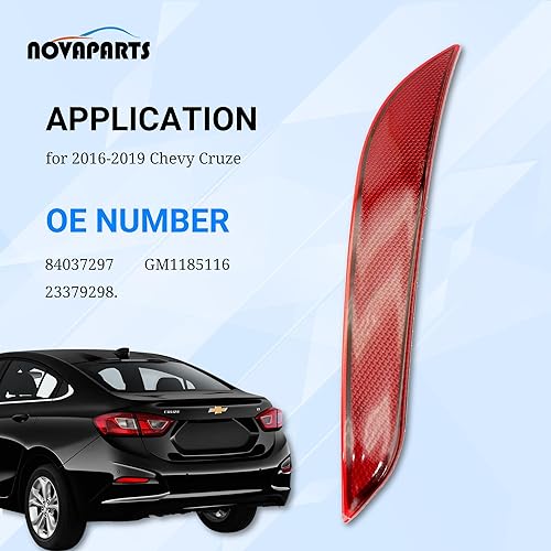 Miniatura 3 de Reflector de parachoques trasero del lado del pasajero derecho para Chevy Cruze 2016 2017 2018 2019 84037297 GM1185116 23379298