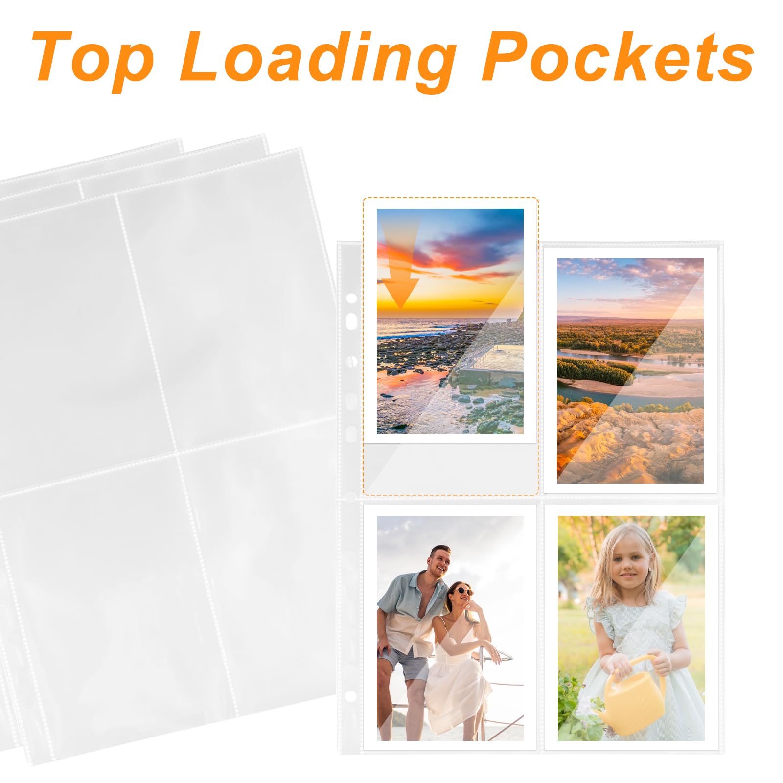 40 Pack 160 Pochettes Photo A4,Pochette Transparente Pour Reliure à Anneaux 2/3/4, 2 Compartiments,Protège Page Photo Double Face,Pages De Recharge Pour Album Photo,Pochettes Photos A5 (21x15 Cm
