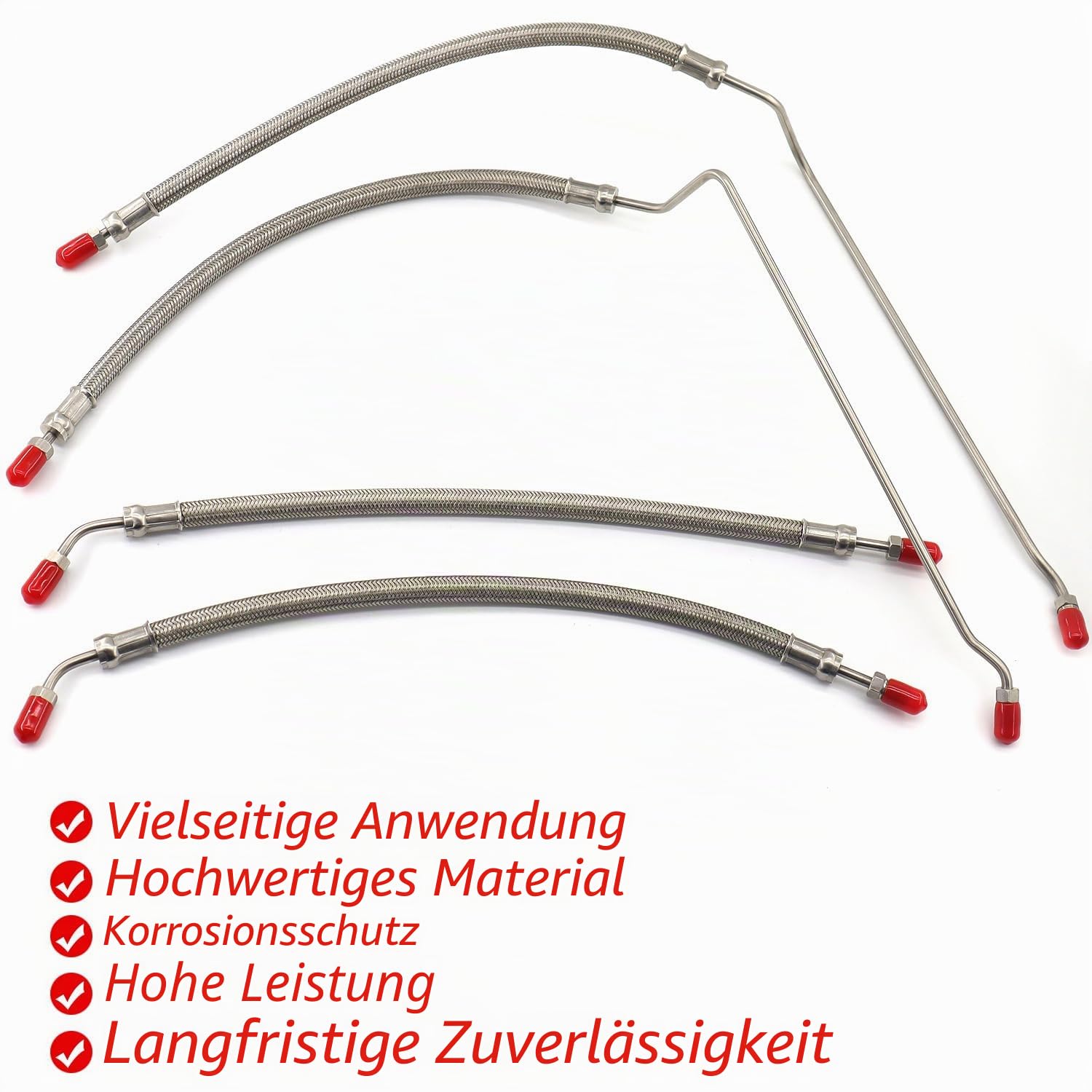 Hydraulischer Zylinderschlauch-Set für Mercruiser Alpha One & Bravo 1 2 3 X, 9B-104 & 9B-121 Zierzylinder, Ersetzt # 32-99904Q 32-864589 32-864588, Edelstahl, 15 Zoll, Silberfarben, 1 Stück