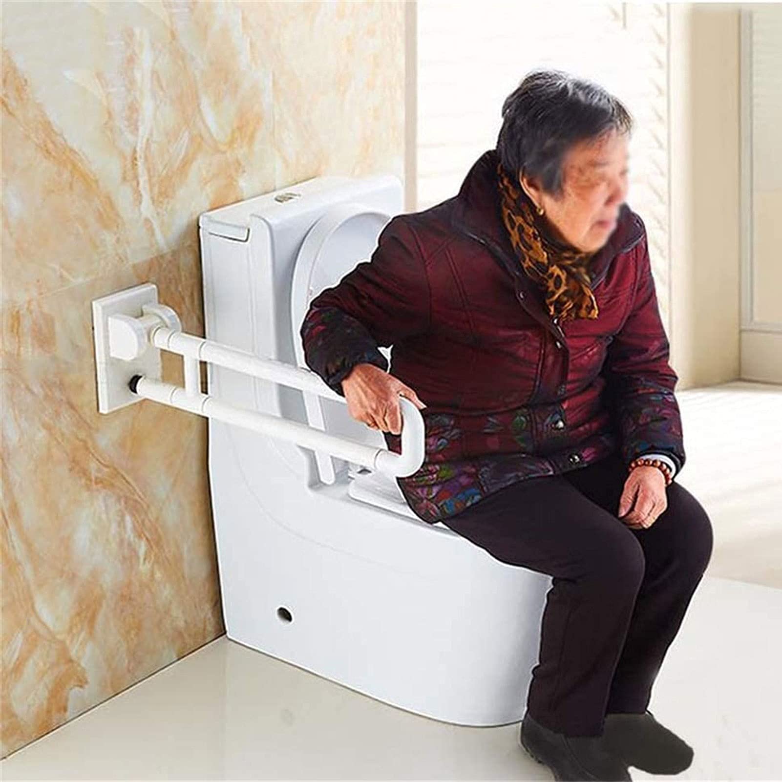 Barras de Apoyo para baño, Barra de Seguridad Plegable de Nailon, Acero Inoxidable, Montaje en Pared, barandilla para Inodoro, asa de Asistencia para discapacitados, Antideslizante