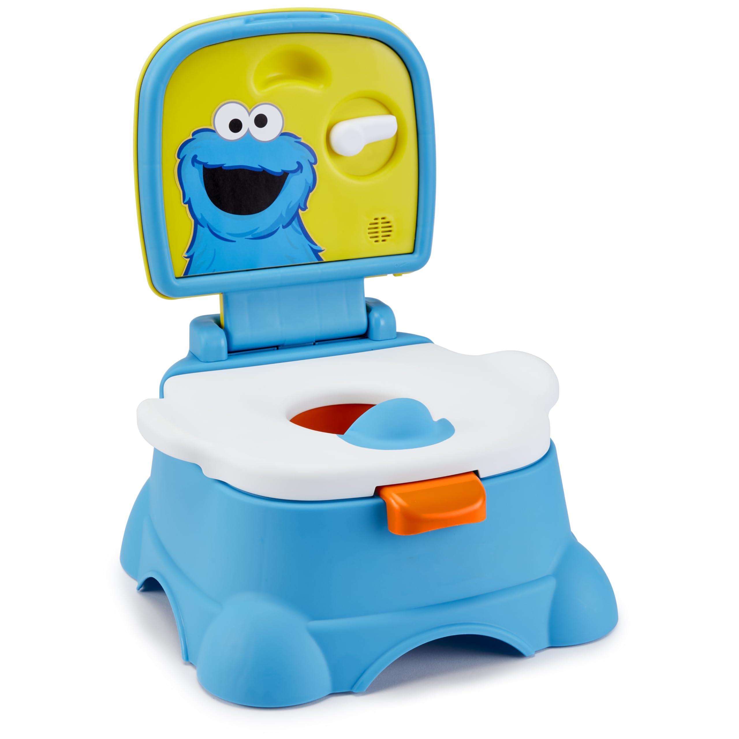 Sesame StreetCookie Monster Terrific 3-in-1 Potty Training Chair, Toilet Seat Trainer, and Step Stool, Easy Clean, Pretend Flush Handle, Gender Neutral