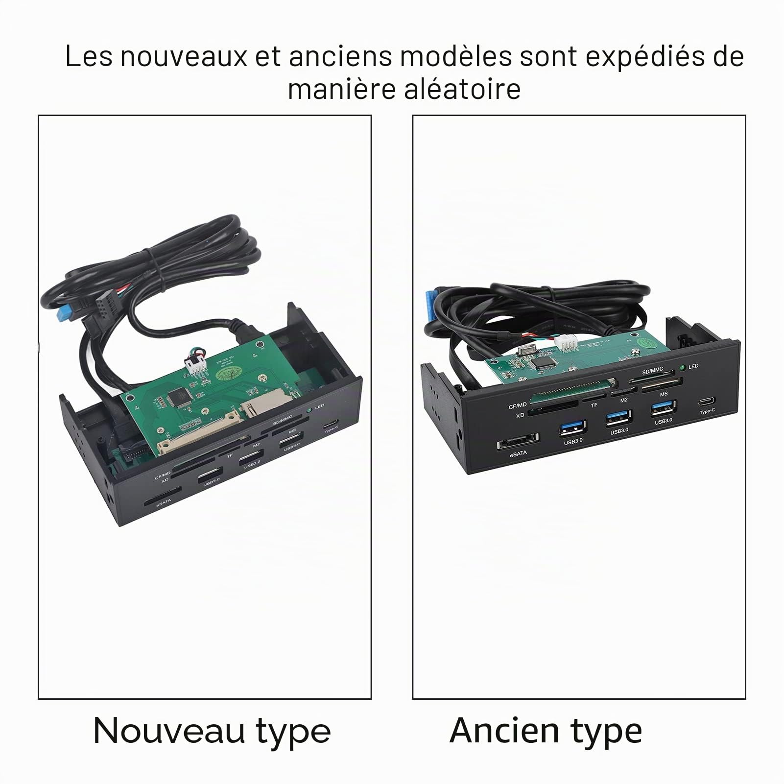 Lecteur Multi-Cartes USB 3.0 avec 6 Emplacements pour Cartes, 5,25 Pouces Lecteur de Carte Interne Multifonctionnel Panneau Avant du PC avec Port ESATA et USB 3.1