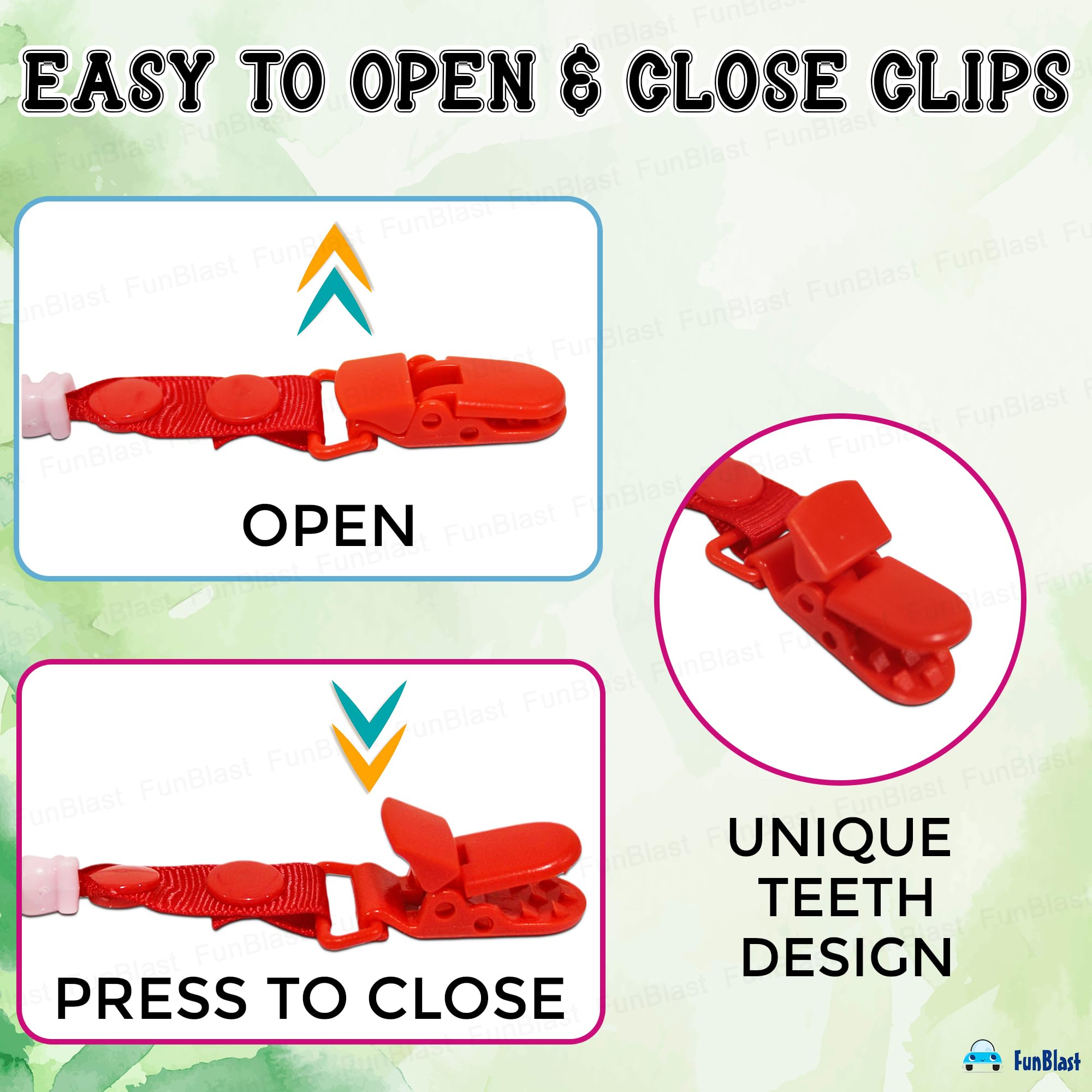 FunBlast Nipples Children Holder Pacifier Clip - Adjustable New Baby Beads Chain Rope Dummy Teether Holders Leash for 0+ Months Babies, Newborn, Toddlers (Red) - Image 4 thumbnail