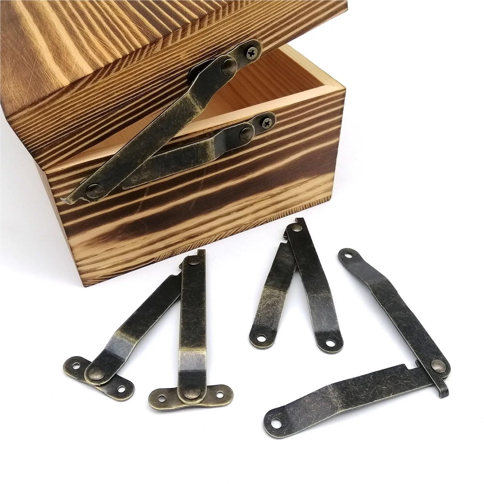 Charnières support couvercle laiton anti-chute pour coffret en bois x5