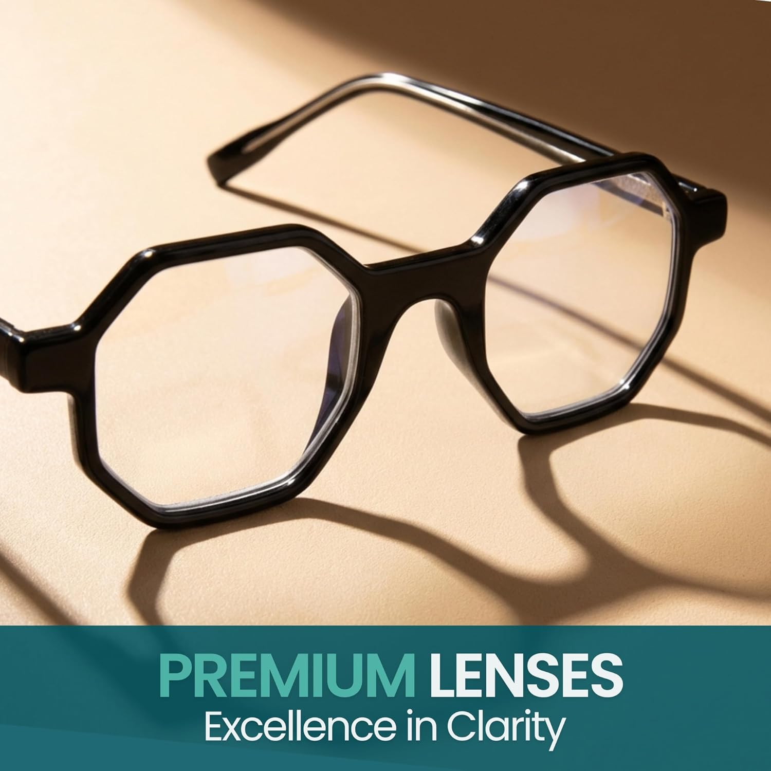 Black Large Hexagon Reading Glasses for Women with Funky Design - Octagon Readers for Women - Trendy for all Face Shapes Fashion Women's Readers - Geometric Eyeglasses Frame - Cheaters Glasses 3.5 - Image 3