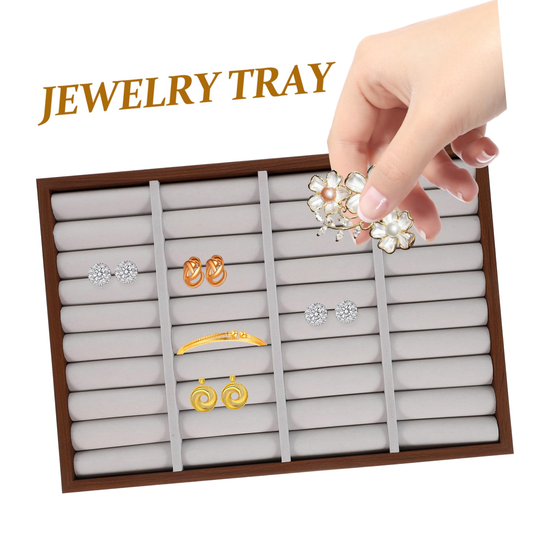 VALICLUD Bandeja de Exhibición de Joyas de Madera para Anillos Pulseras Aretes Soporte Decorativo Organizador para Joyería