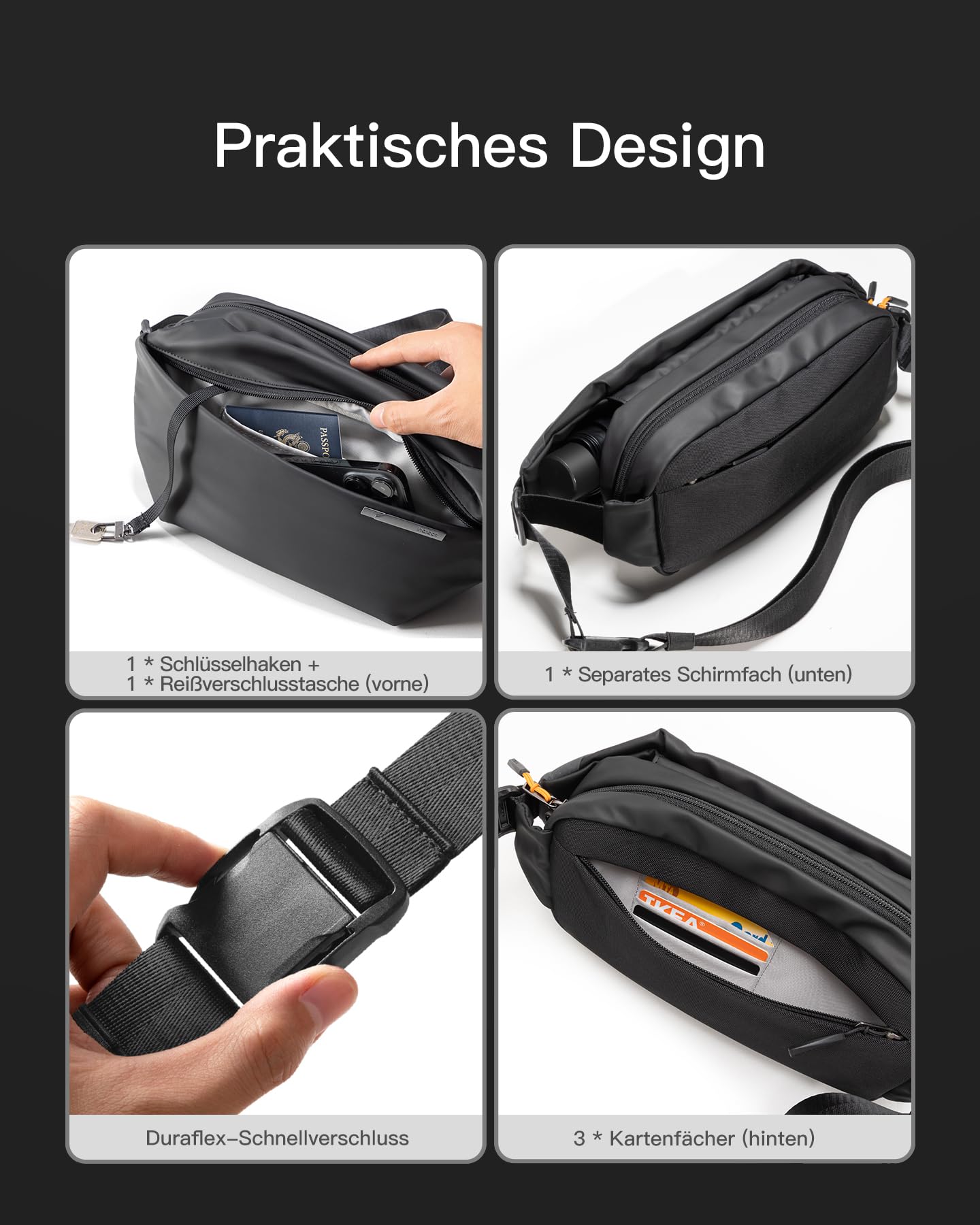 Inateck Sling Bag, Stilvolle Umhängetasche mit verstellbarem Schultergurt, wasserabweisende Umhängetasche für Damen und Herren