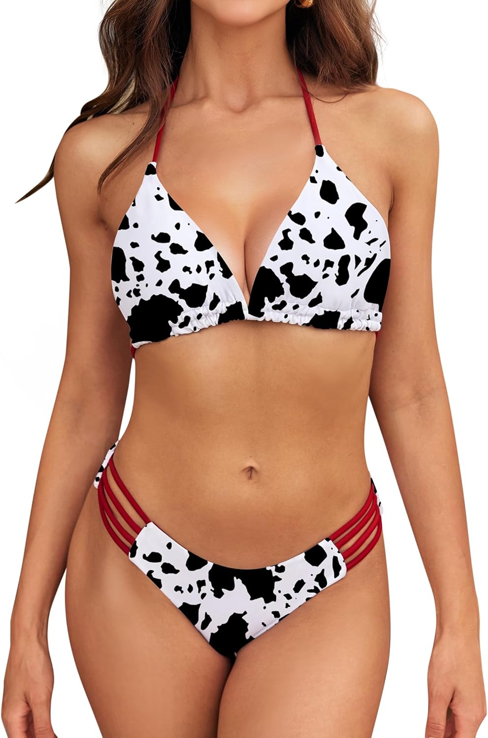 SHESHOW Bikini Sets for Women Cowgirl Style Two Piece Swimsuits Back Lace Up Mid Rise Sexy Bathing Suit Size XS-XL