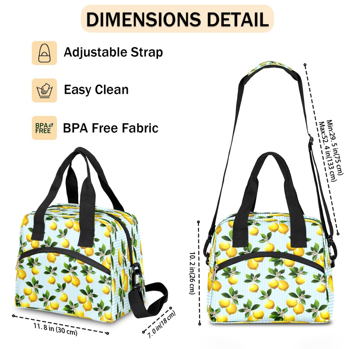 Amazon.com: Insulated Lunch Bag Women Men Lemon Lemons Large