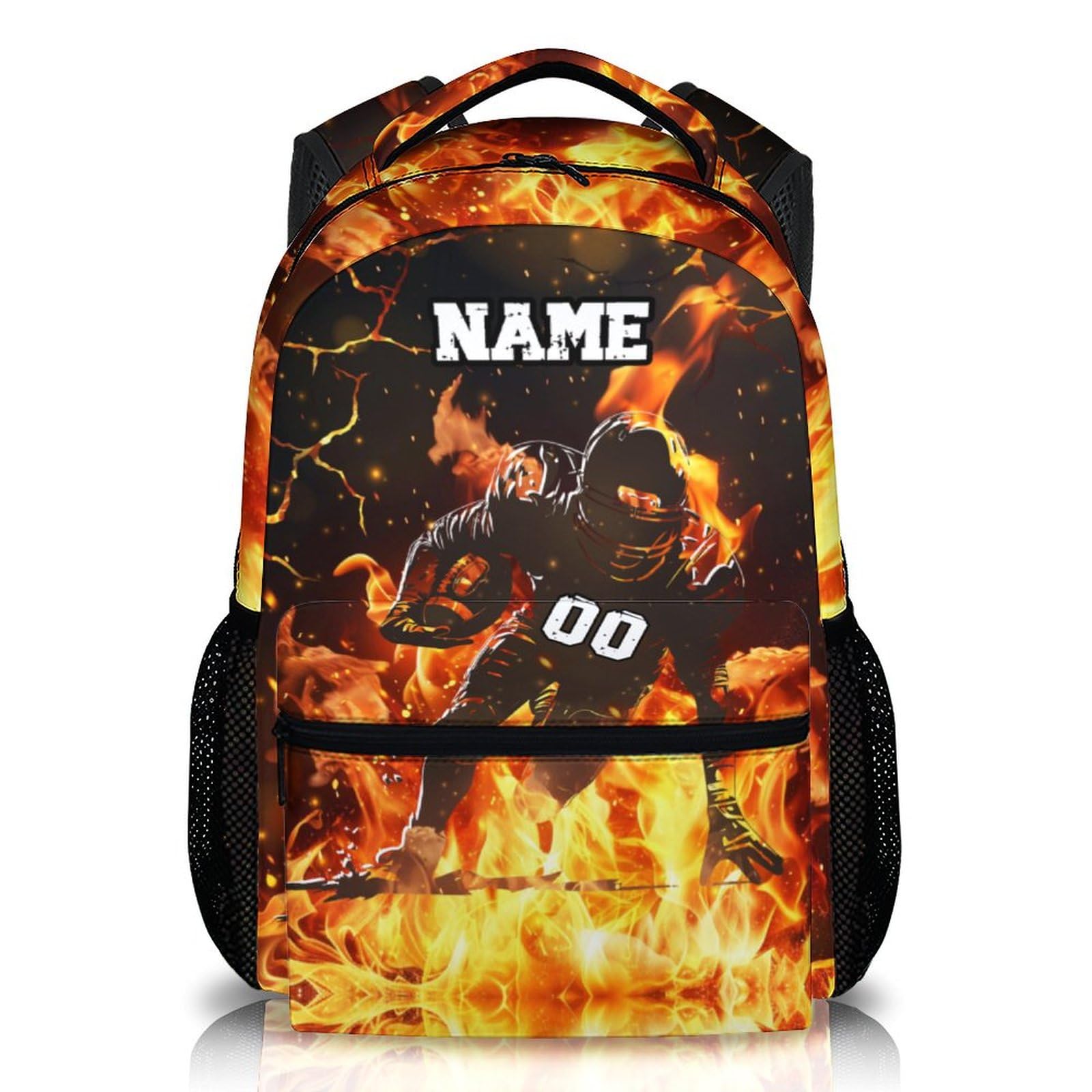 Boys Backpack for School, Personalized Football Backpacks for Kids Sports Lovers, 17 Inches Cool Large Capacity Bookbag for Primary Preschool, Custom