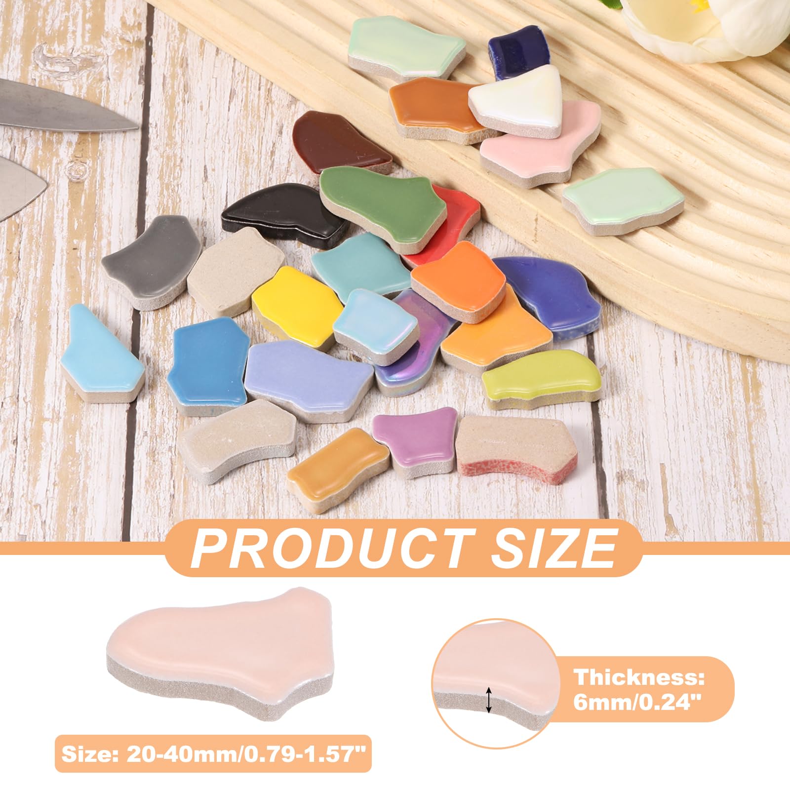 PATIKIL 250g/0.55LB Irregular Ceramics Mosaic Tiles - Image 2