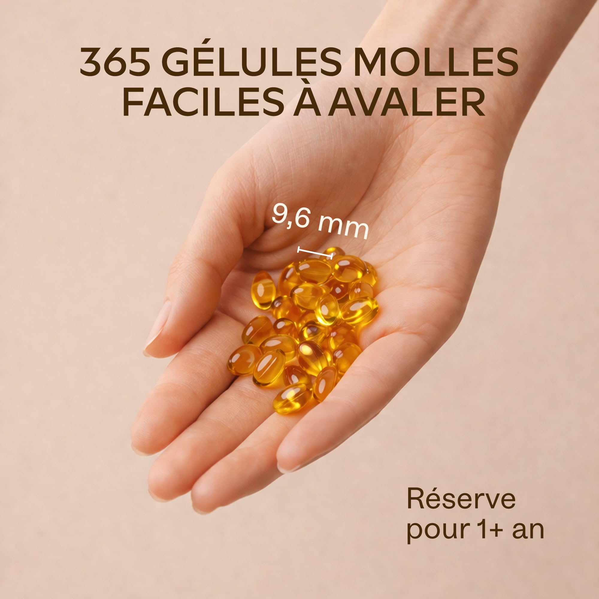 Vitamine D3 Naturelle Haute Concentration 5000 UI - Vitamine D avec Huile d’Olive Extra Vierge pour Absorption Optimale - Vitamines pour les Fonctions Osseuse, Musculaire, Immunitaire - 365 Gélules