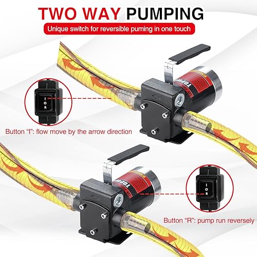Miniatura 5 de TOPWAY Kit de bomba de combustible de gasolina de 110 V, bomba de transferencia de aceite autocebante con mango, bombeo reversible, protección