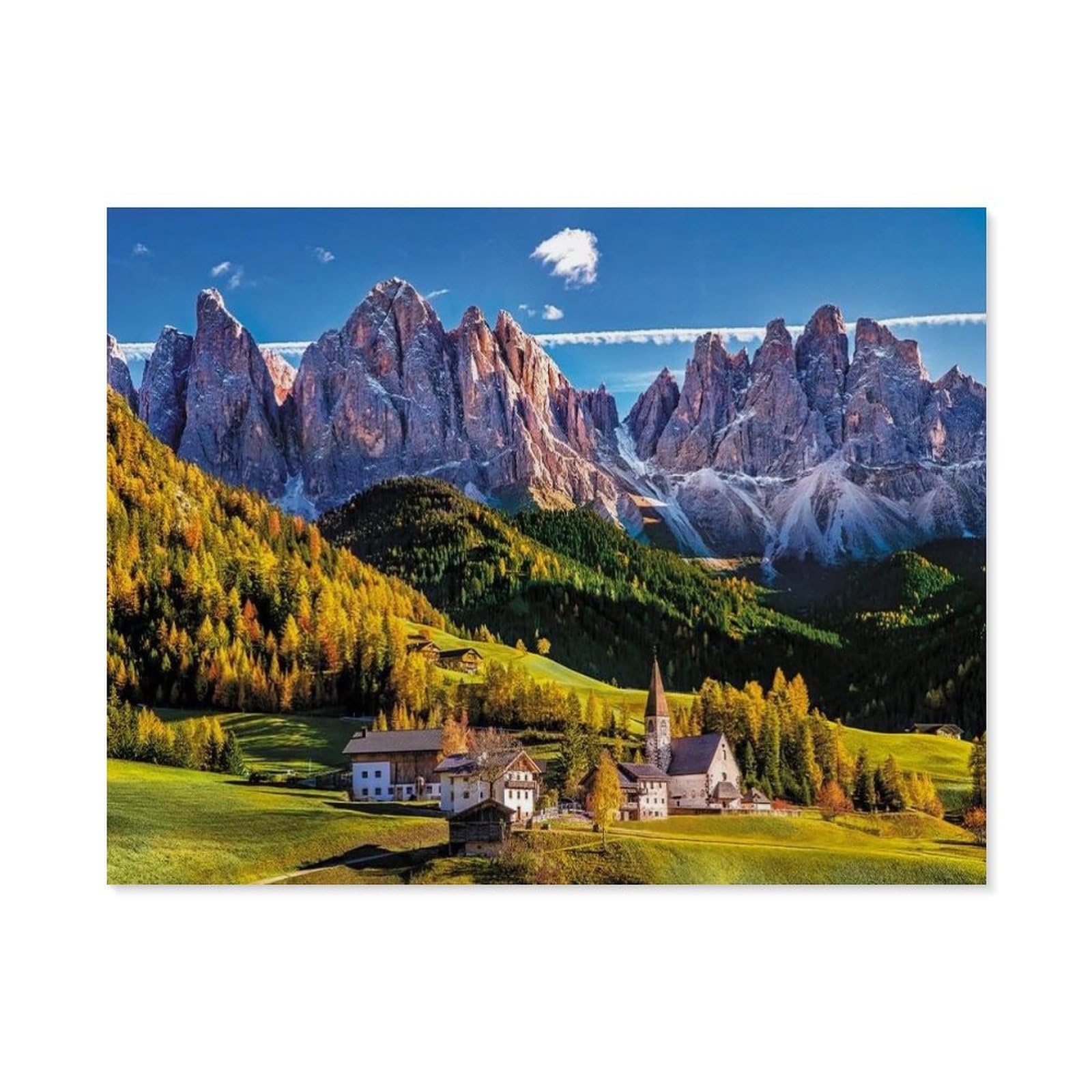 GSBRSNTS DIY Paint by Numbers for Adults Canvas，Villnößtal, Dolomites, Italy，DIY Oil Painting, Pictures Drawing Paintwork with Paintbrushes Decoration Gift(40x50cm-D7 — image 1