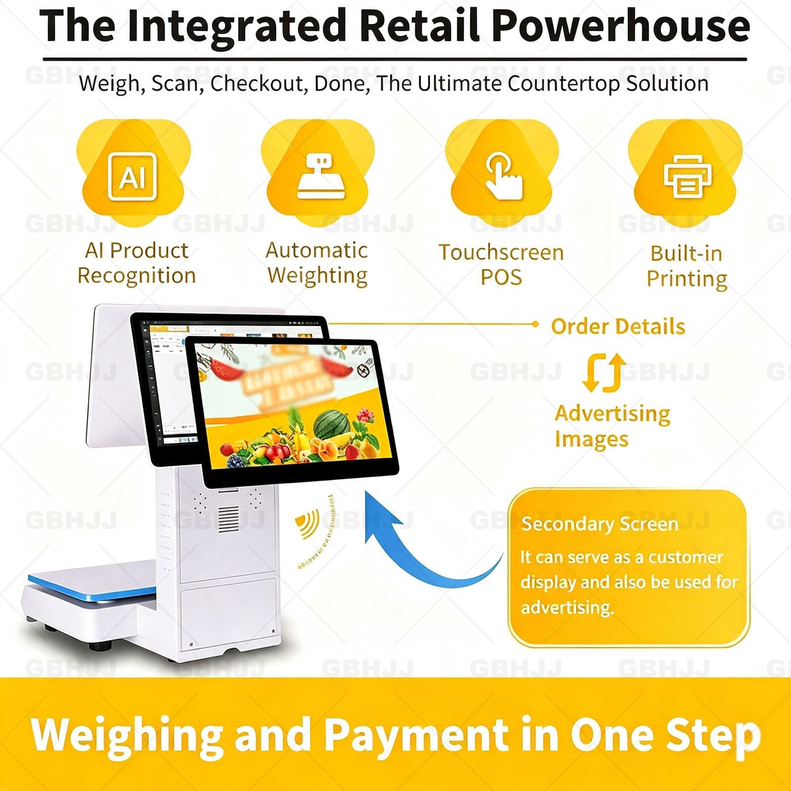 Monitor dotykowy POS 15,6 cala, system POS ze sklepową wagą Singlescreen