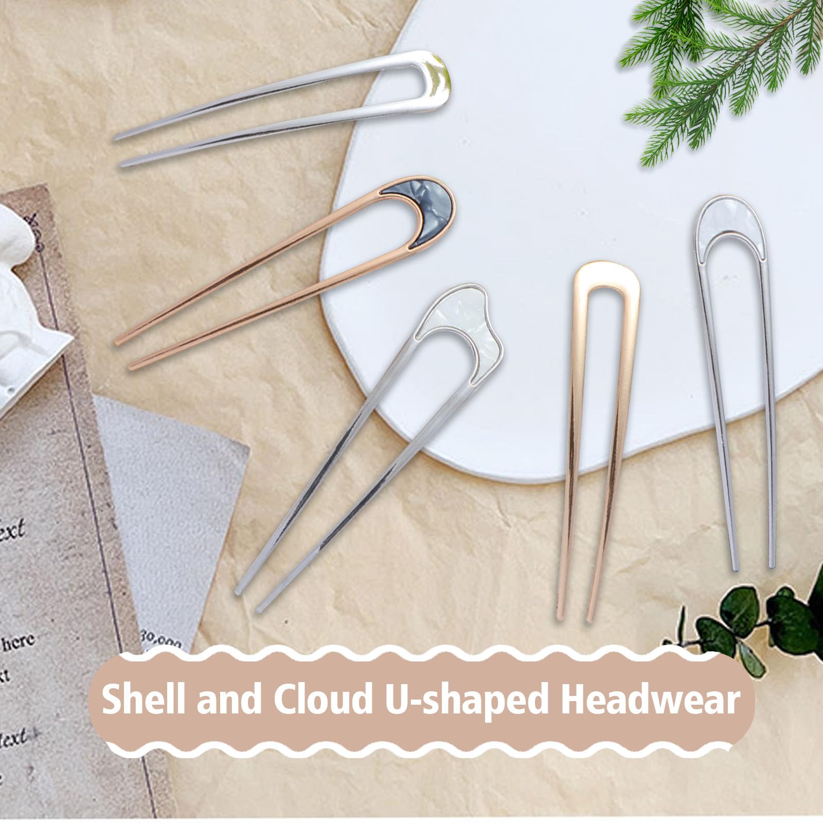 U-Shaped Hair Clip, French Hair Clip, Female, Girl Hair Styling AccessoriesGold+Silver, 5 count (Pack of 1) - Image 4