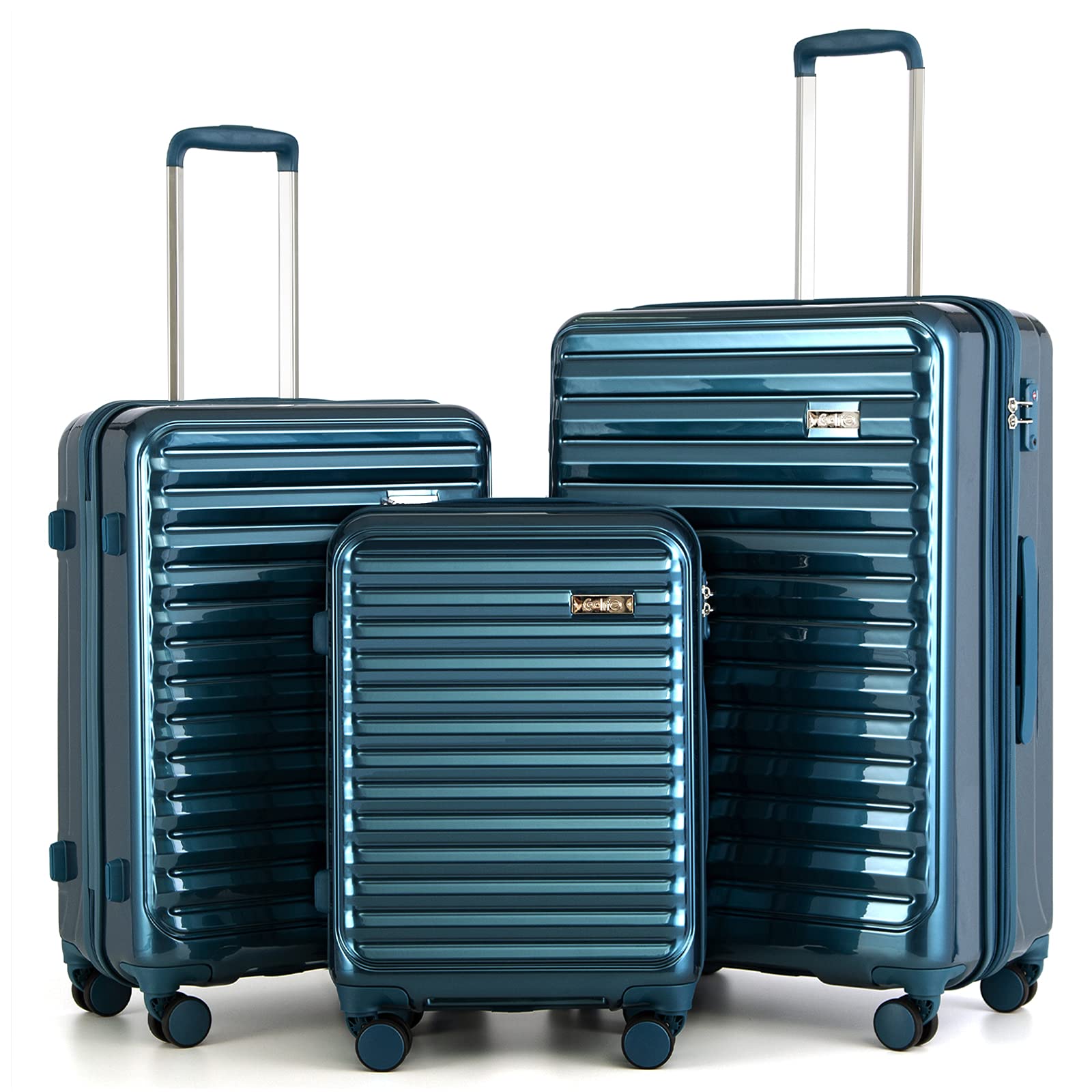 Coolife Luggage Suitcase 3 Piece Set expandable (only 28”) ABS+PC