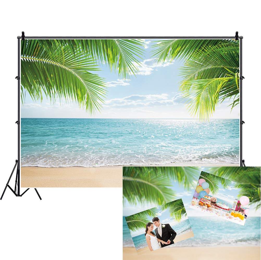 DASHAN 7x5ft Tropical Beach Backdrop - Ocean Hawaiian Party Photo Background