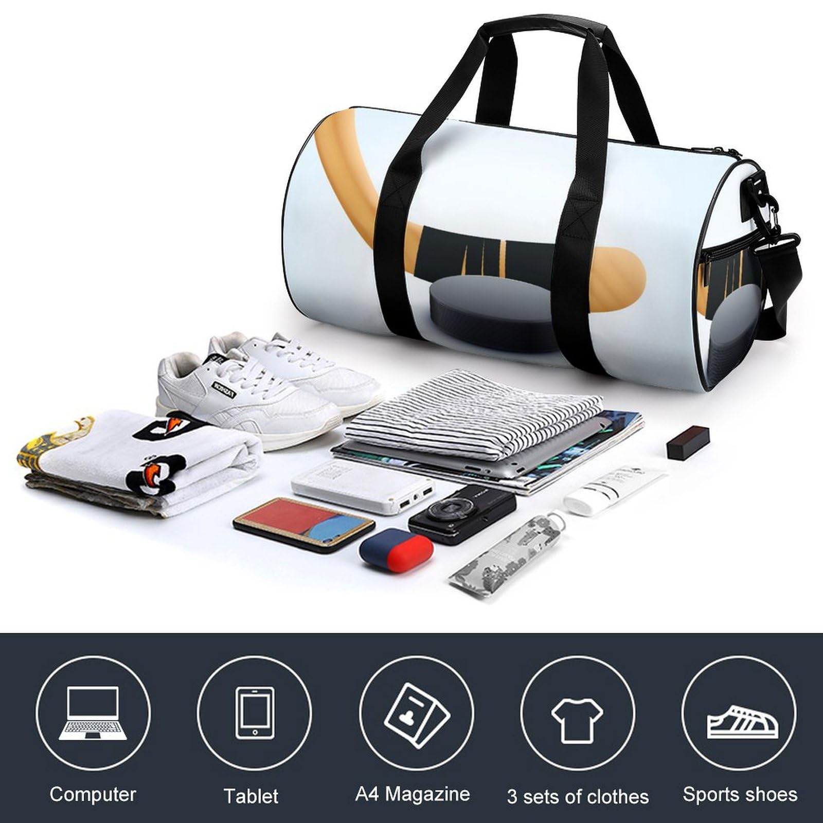 Hockey Sac De Sport Gym Sac De Voyage Sac Week-End Duffel Bag pour Camping Randonnée Voyage 45x23x23cm