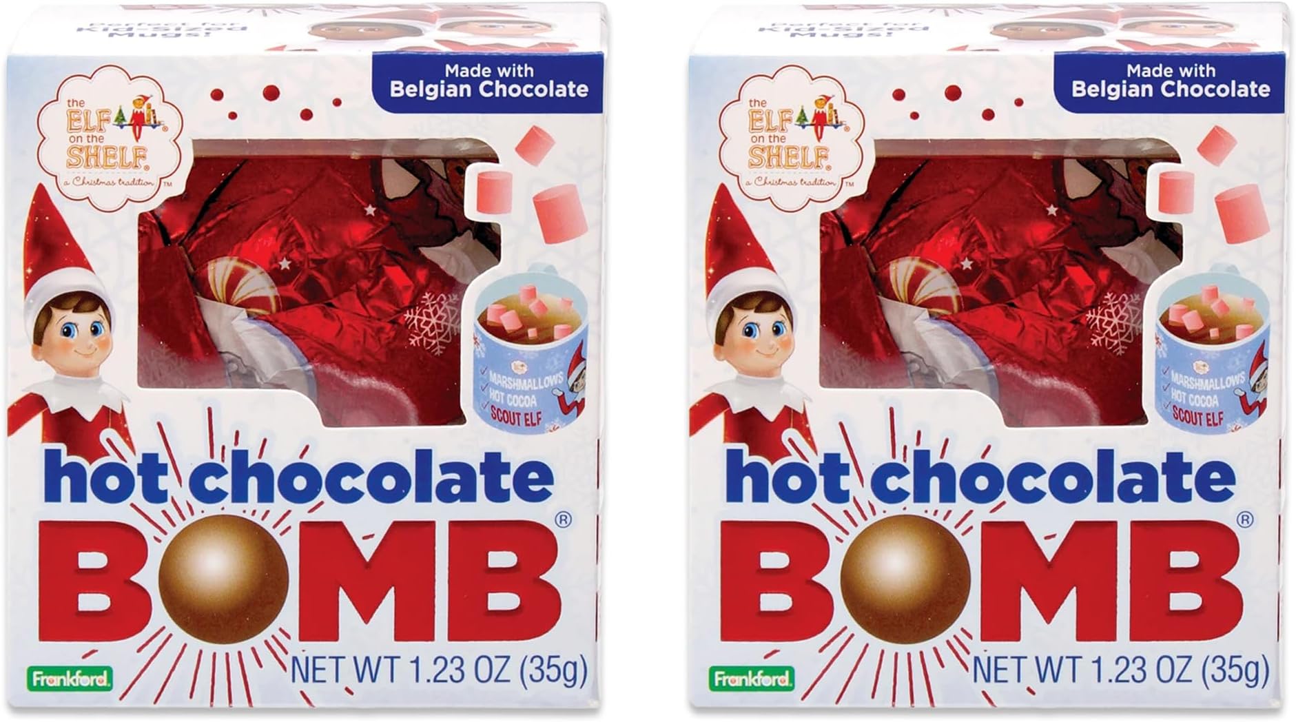 Elf on a Shelf Hot Cocoa Bombs 2 Pack, Christmas Hot Chocolate Bombs, Chocolate Bombs for Hot Cocoa, Hot Coco Bombs (2 x 1.23oz)