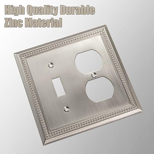 Vista 282 de Henne Bery Sunken Pearls - placa decorativa de pared para interruptor (Palanca simple, 2 unidades, níquel satinado)