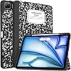 Soke Case for iPad Air 13 Inch (M4/M3/M2,2026-2024), iPad Pro 12.9 6th/5th Generation with Pencil Holder(2021 2022 Release)-[Apple Pencil Charging + Auto Wake/Sleep] Soft Back Cover, Book Black