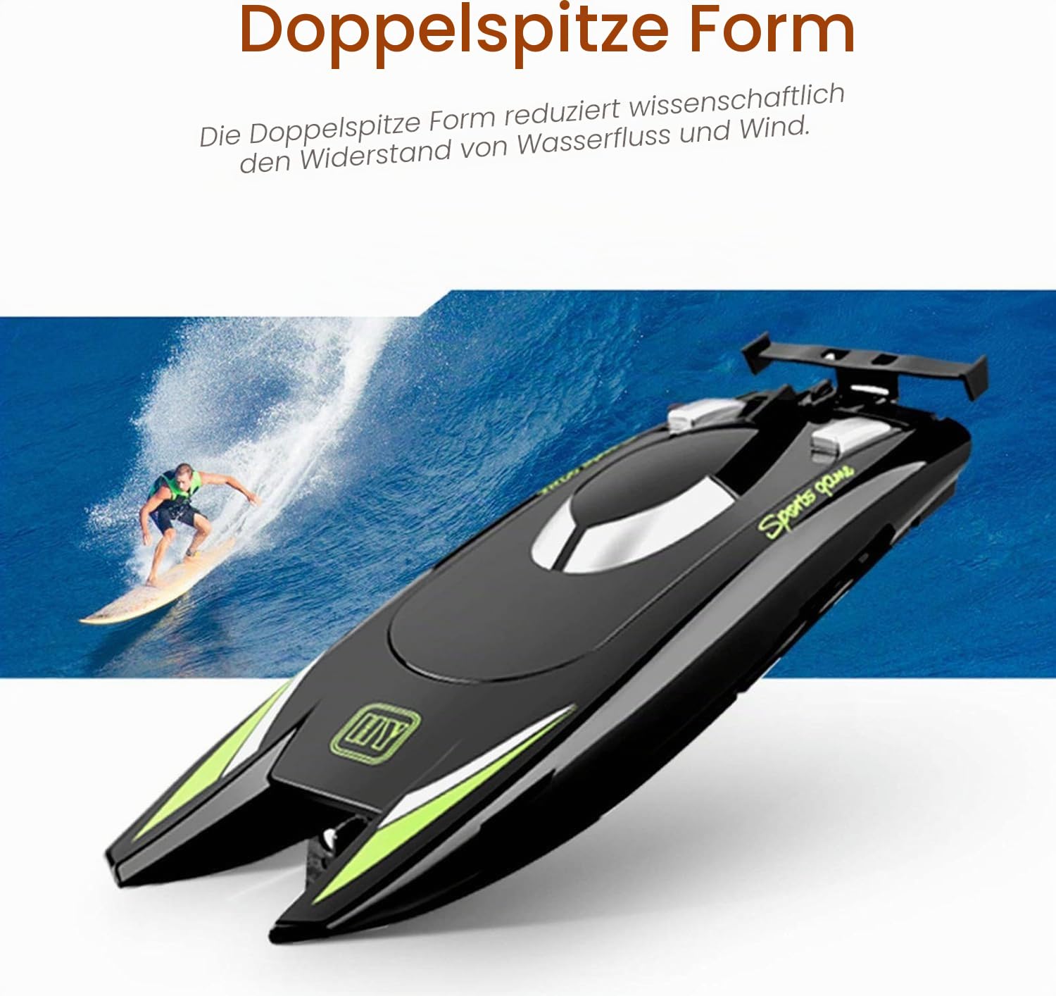 Goolsky RC Boote, 25 km/h Hochgeschwindigkeits-Rennboot 2-Kanal-Fernbedienungsboote für Pools