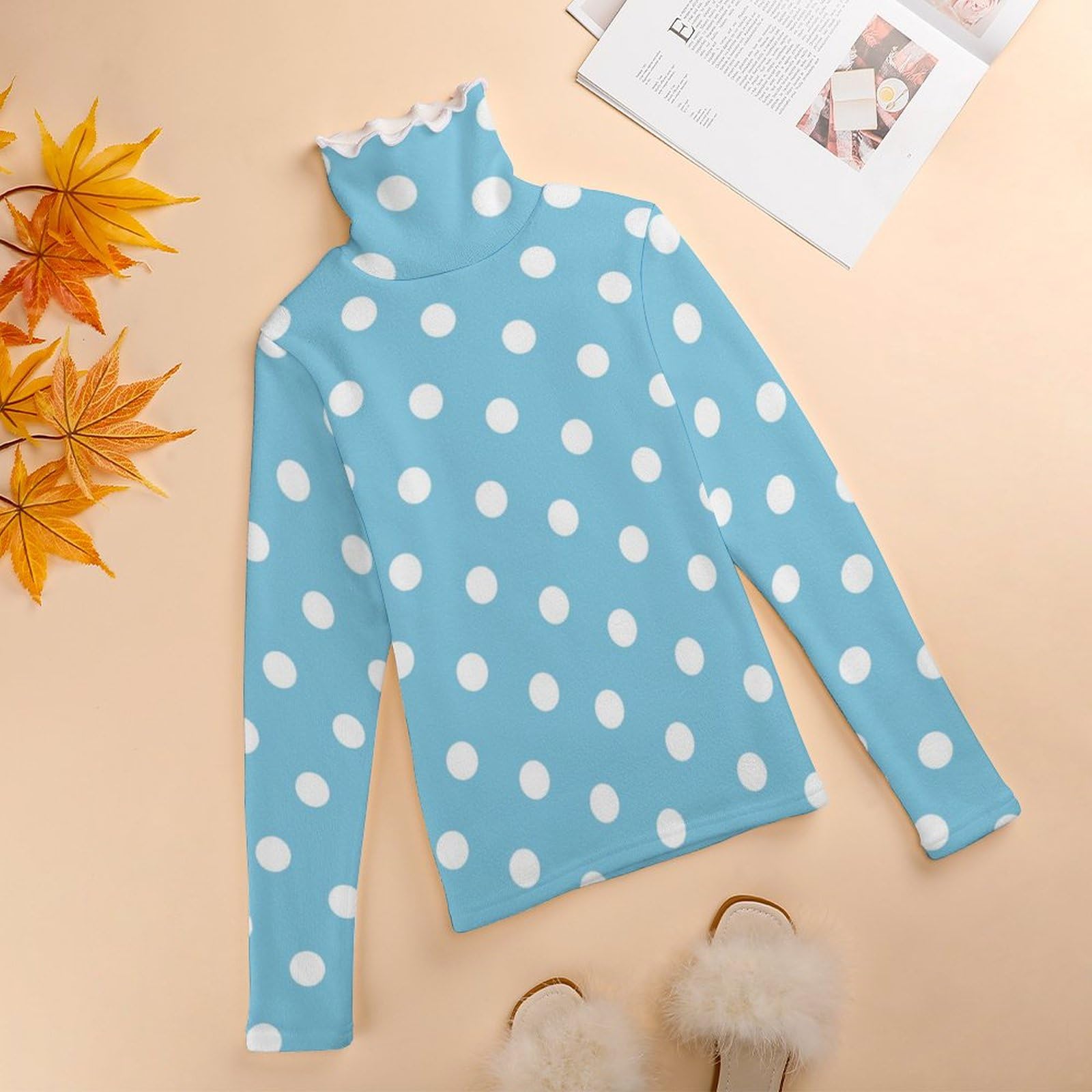 Amazon.co.jp: ニット セーター 水色 ブルー ドット柄 水玉 レディース