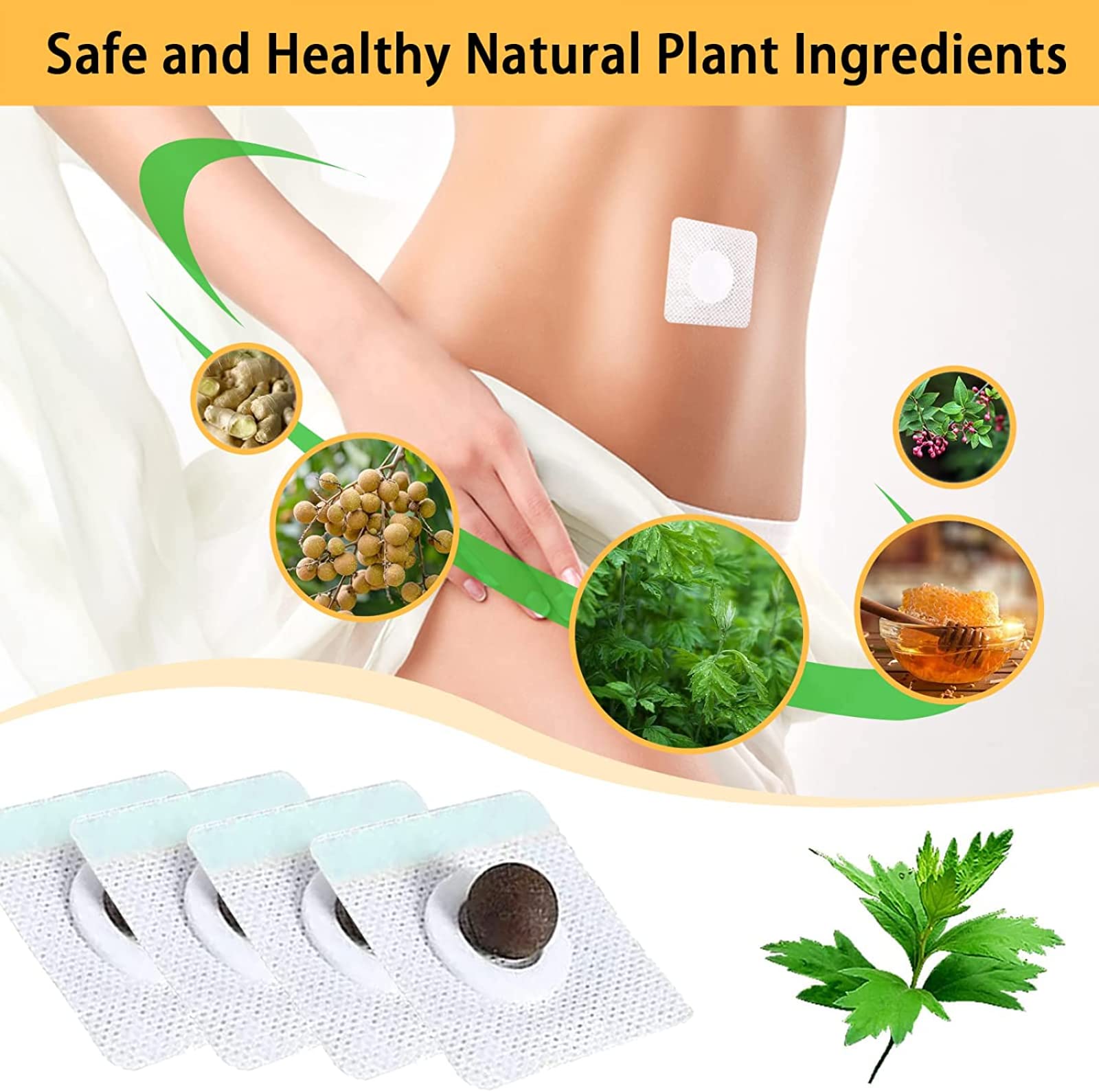 Patch Autocollant De Moxibustion Pour Le Ventre - À Base De Plantes (armoise, Poivre, Etc.) - Neuf
