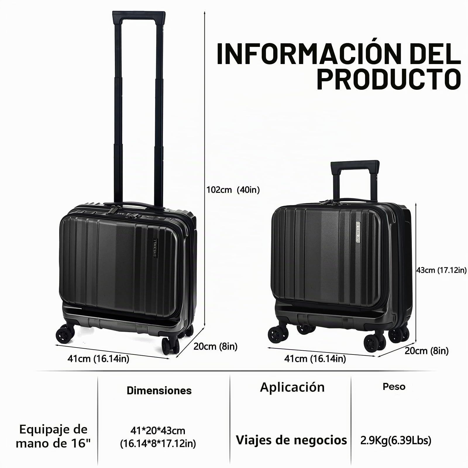 TydeCkare Equipaje de Mano de 16" con
