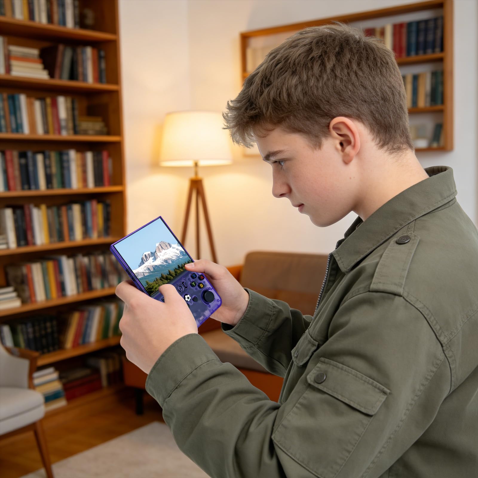 Console di gioco portatile retrò, 128 GB, schermo IPS, sistema Linux (viola) | Console portatile retrò con batteria da 4000 mAh, diversi emulatori e custodia per giochi in viaggio, famiglia e tempo libero