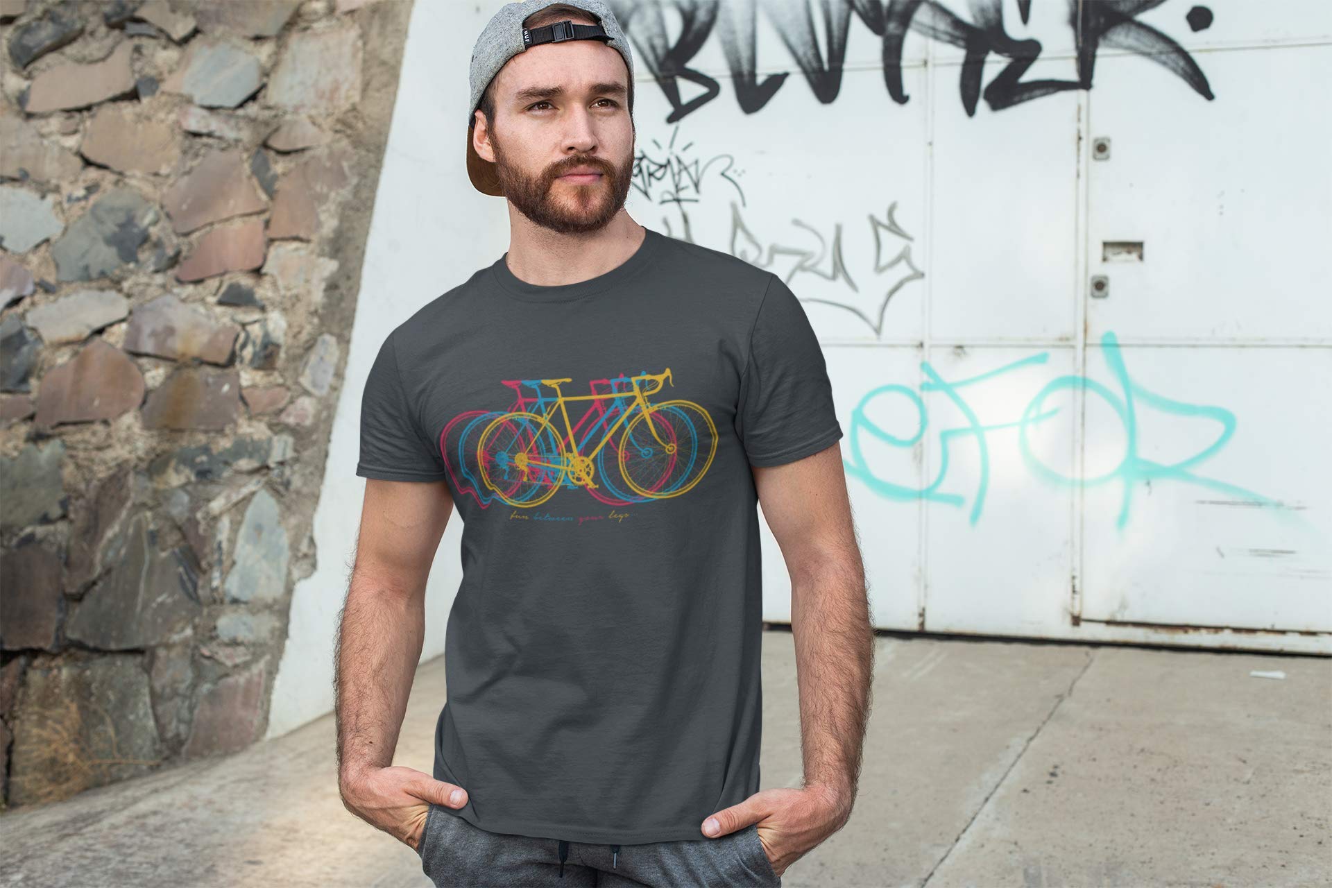 Baddery Bicicletta Maglietta: Fun Between Your Legs... T-Shirt Regalo Ciclista - MTB Road Bike Fixie BMX Mountain-Bike Rampichino - Tshirt Maglia Uomo Uomini Donna Streetwear Sport