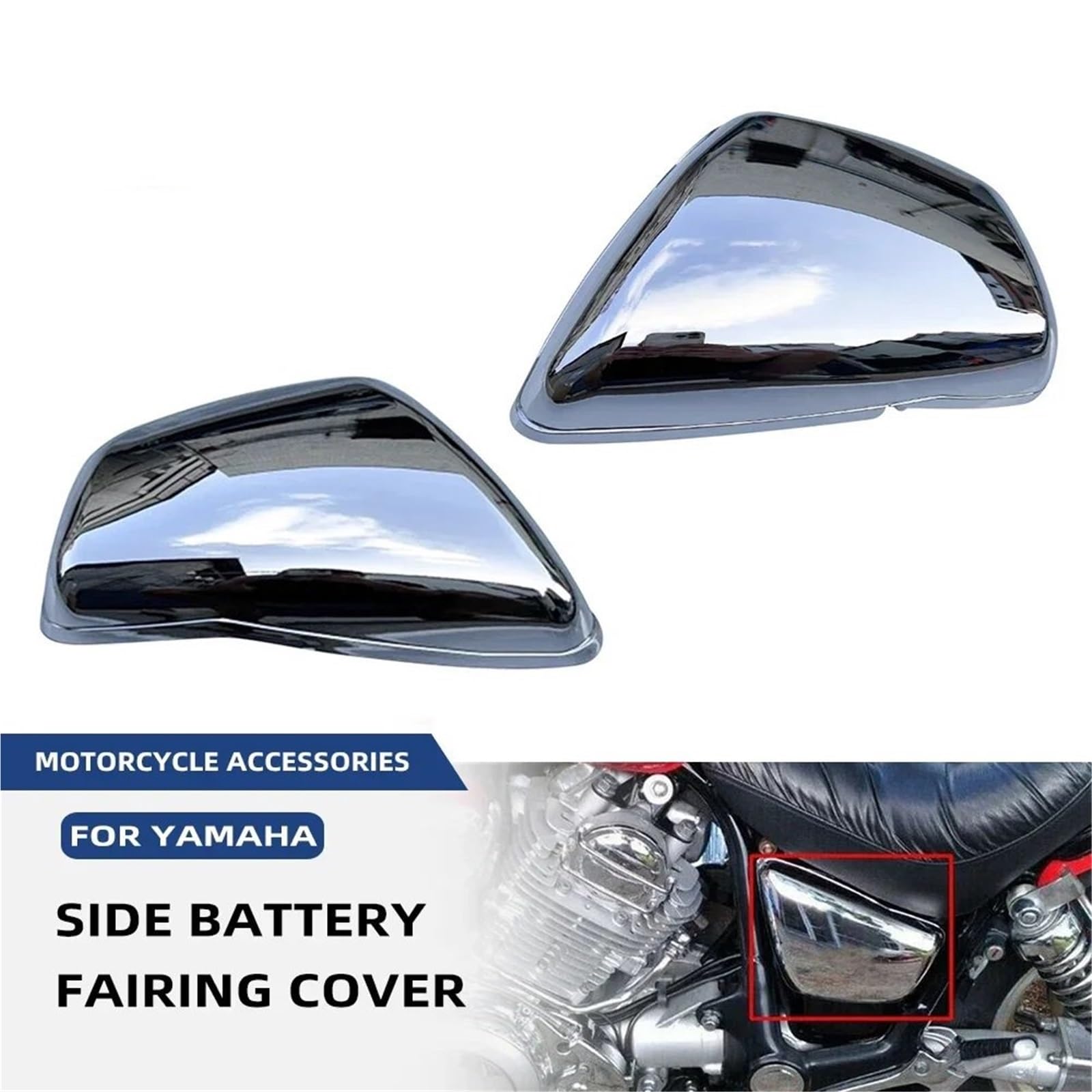 Battery Top Cover Osłona boczna akumulatora motocyklowego, chromowana, pasująca do Yamaha XV700 XV750 1000 1100 Virago 1984-up(Left Right)