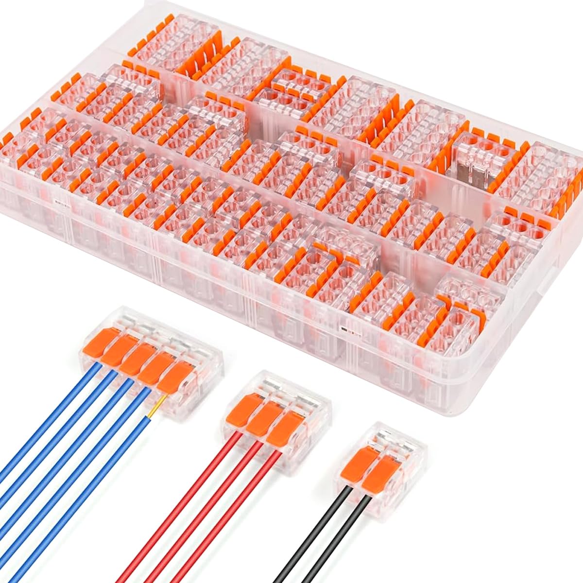 Serplex® 60PCS Cable Connectors Set with 2-Slot/3-Slot/5-Slot Configurations, Lever Nut Assortment Splicing Connector Kit Electrical Connectors DIY Compact Splicing Wire Connectors for AWG 24-12-image-33