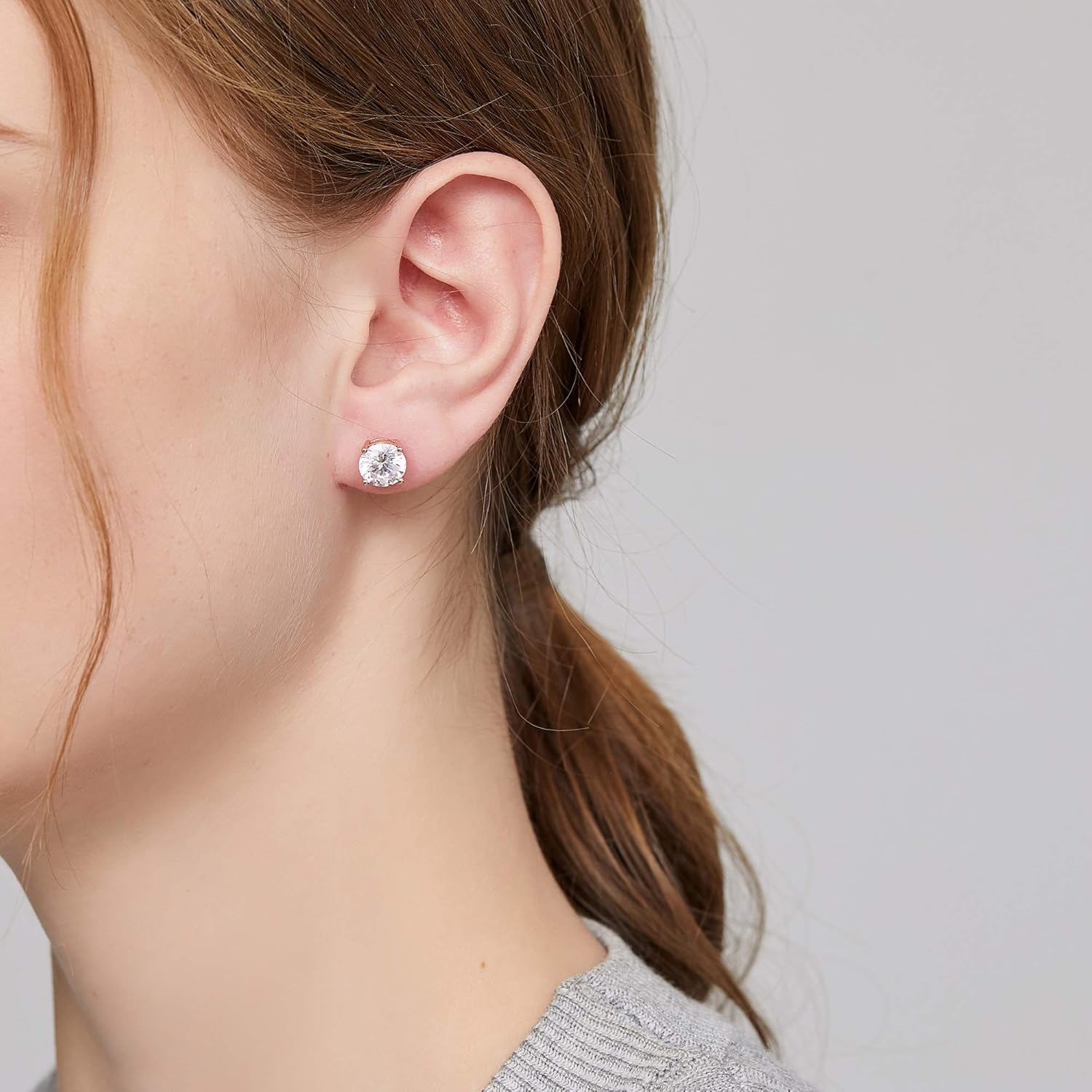 Stud Earrings Sterling Silver Fake Earrings for Men Women Cubic Zirconia Studs 4mm S925 - Image 7