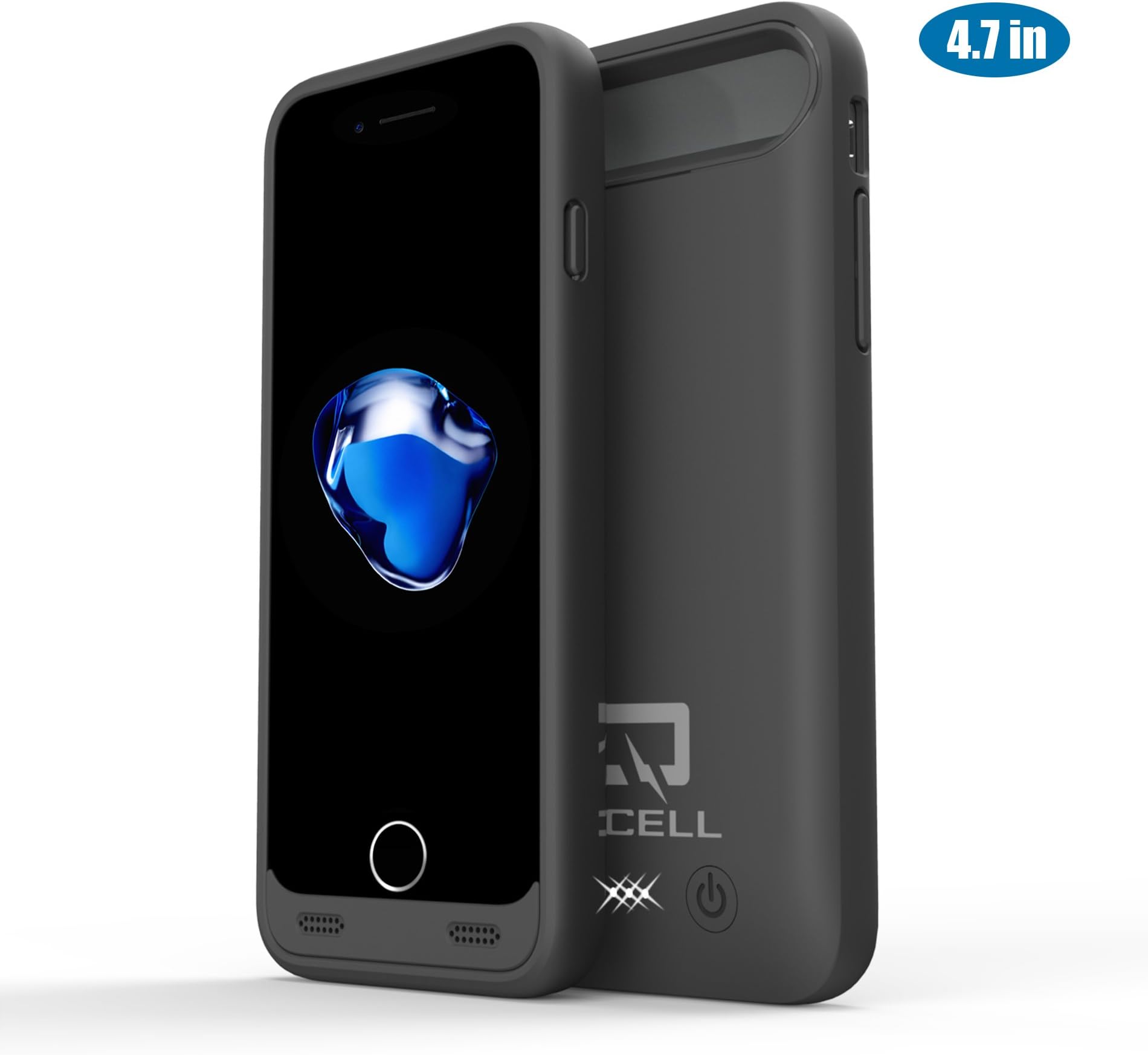 iPhone 7 Battery Case, QCell 4000mAh Dual Layer Slim Extended Battery Charging Case for Apple iPhone 7 2016 Release(4.7 inch) - Black