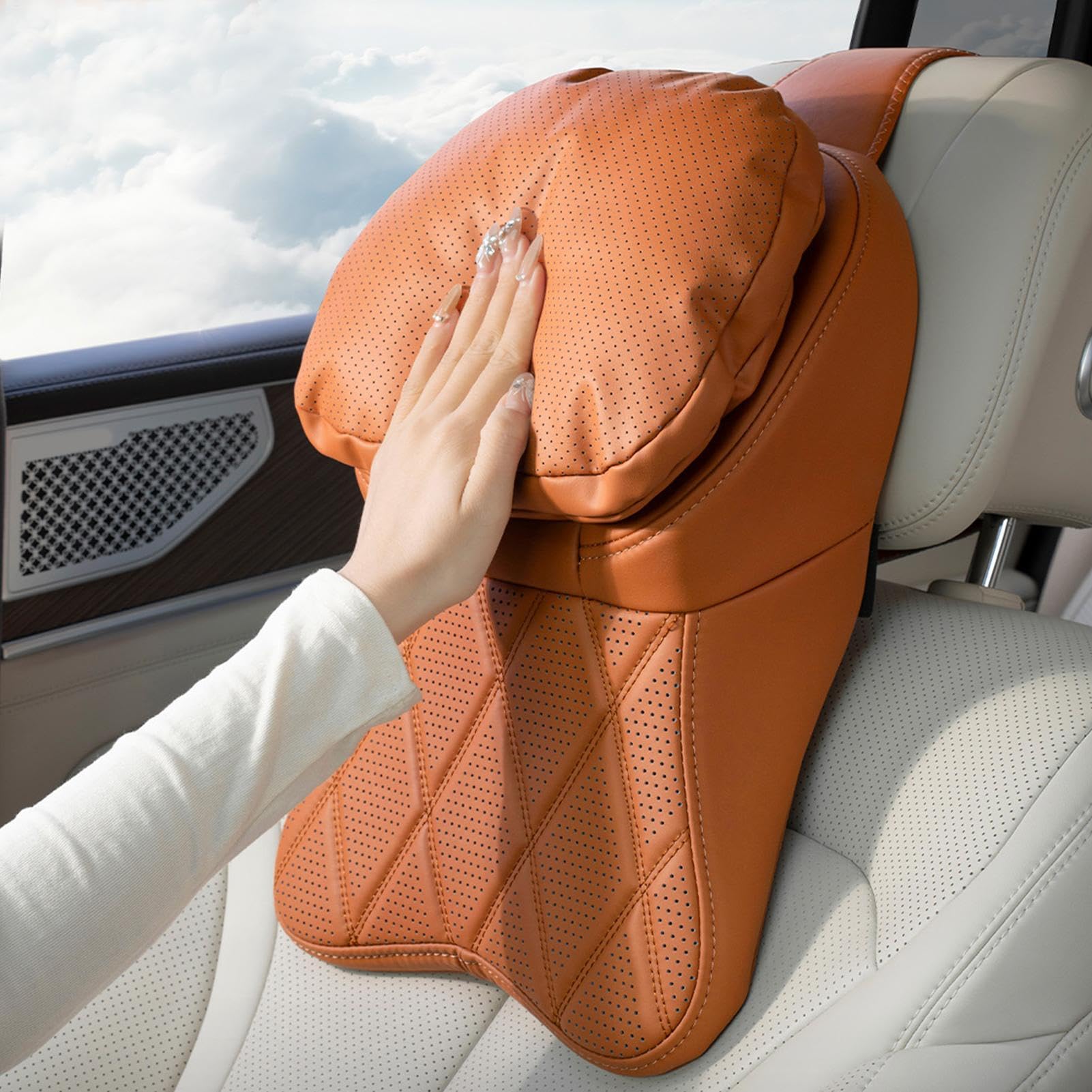 Oreiller De Nuque Voiture Coussin Ergonomique avec Sangle Ajustable | Oreiller Pour Voiture pour la conduite les trajets en camion en avion les déplacements