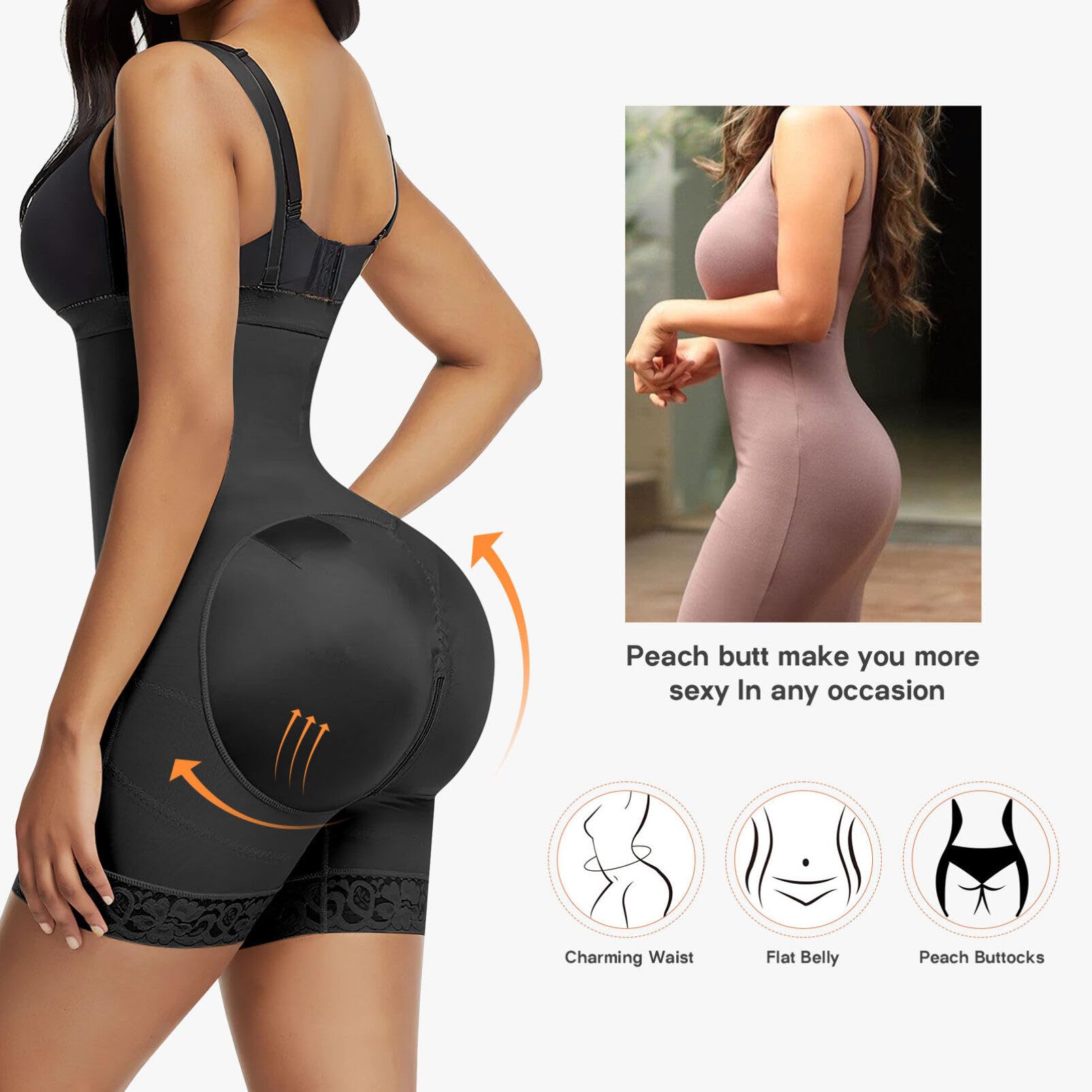 GALPADA Ropa Moldeadora Monos Mamelucos Control De Barriga Traje De Cuerpo Esculpido Mono Moldeador Para Mujer Mono De