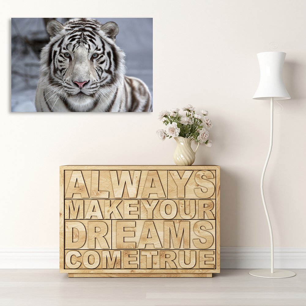 Feeby Cuadro En Lienzo Tigre 100x70 cm 1 Pieza Modernos Impresión Artística Calidad Fotografica Imagen Decoración de Pared Salon Dormitorio Cocina Oficina Pasillo Blanco Negro